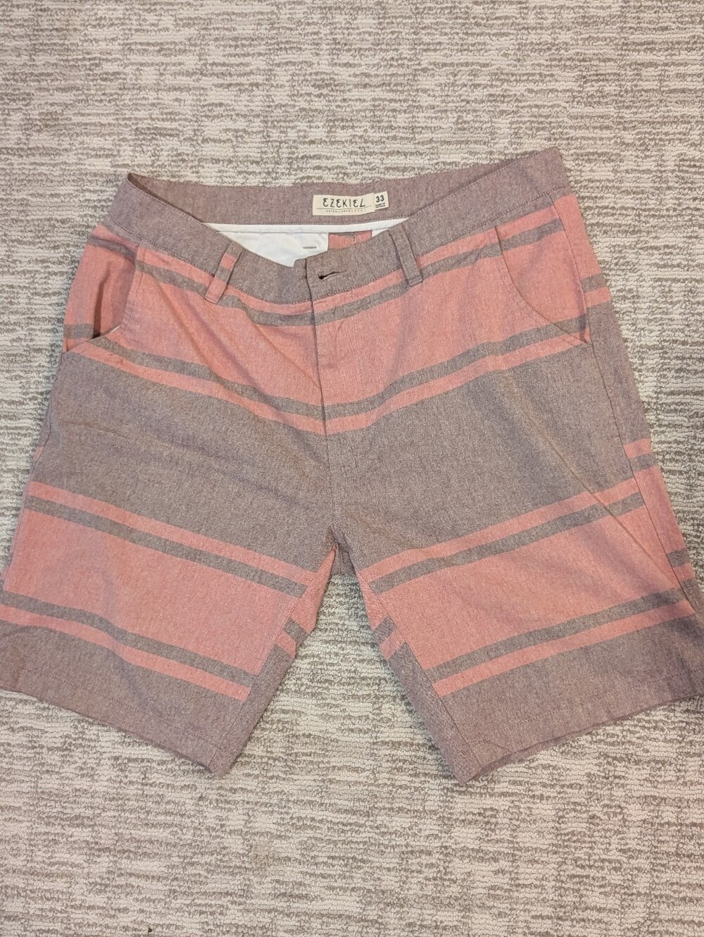 Ezekiel Men's Horizontal Stripe Flat Front Vacation Shorts